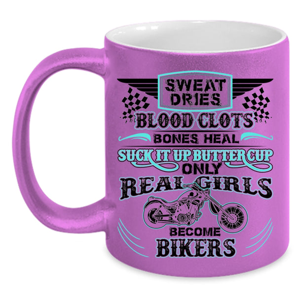 Awesome Girls Coffee Mug, Only Real Girls Become Bikers Accent Mug