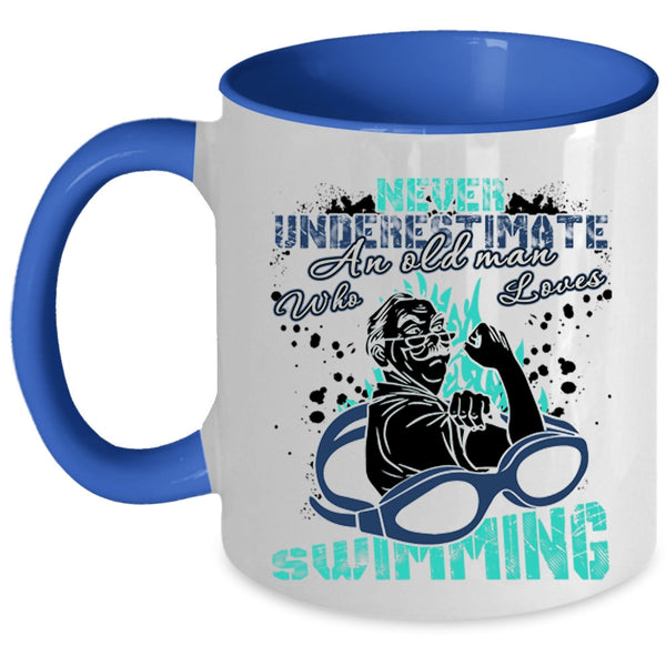 Awesome Grandpa Coffee Mug, An Old Man Loves Swimming Accent Mug