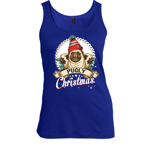 Pugly Christmas T Shirt, Coolest Pug Tank Top
