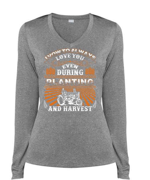 I Vow To Always Love You T Shirt, Being A Farmer T Shirt, Cool Shirt (Ladies LS Heather V-Neck)