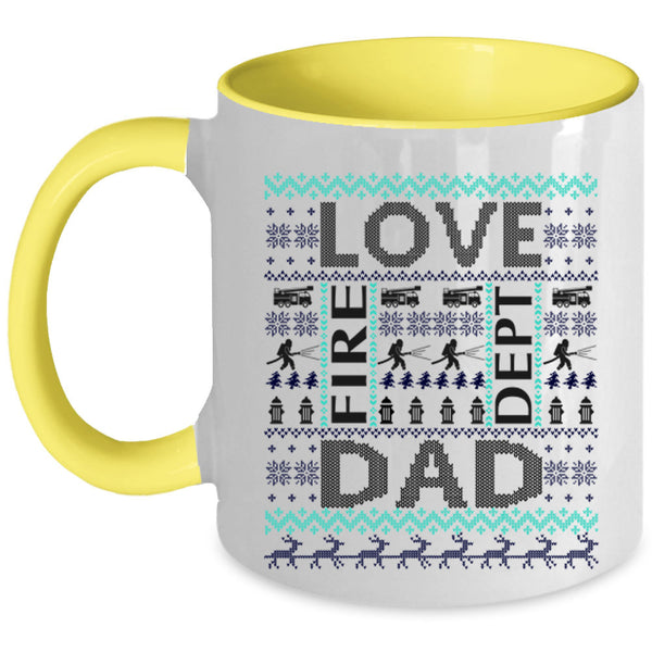 Cute Firefighter Coffee Mug, Love Dad Accent Mug