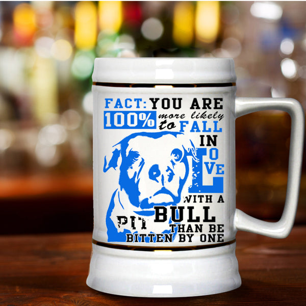 Cute Dogs Beer Stein 22oz, Fall In Love With A Pit Bull Beer Mug