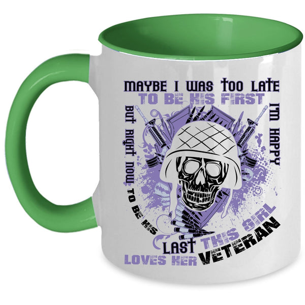Cute Veteran's Wife Coffee Mug, This Girl Loves Her Veteran Accent Mug