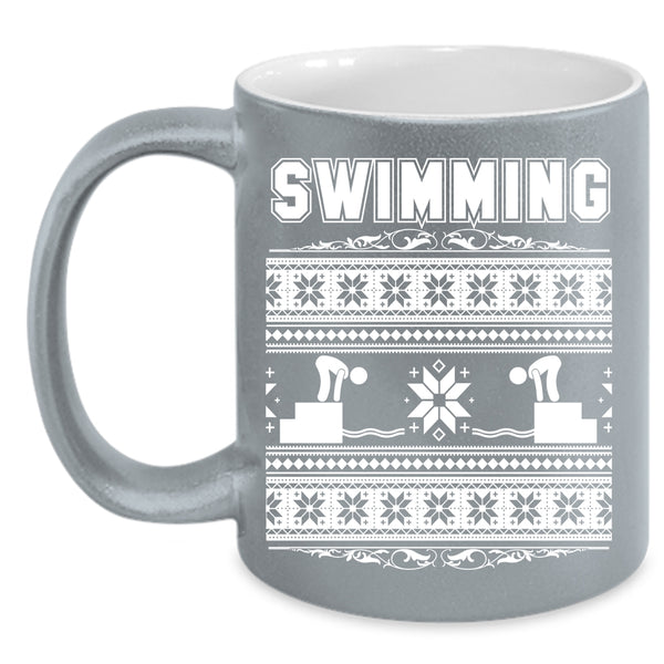 Swimming Coffee Mug, Noel Christmas Coffee Cup