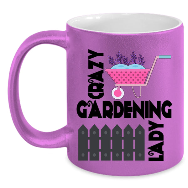 Funny Gift For My Wife Coffee Mug, Crazy Gardening Lady Accent Mug