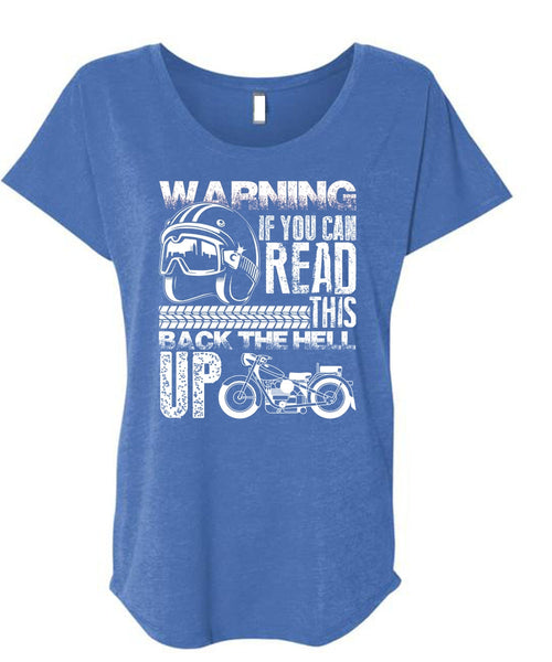 You Can Read T Shirt, This Back The Hell Up T Shirt, Cool Shirt (Ladies' Triblend Dolman Sleeve)