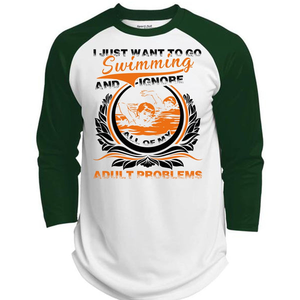 I Just Want To Go Swimming T Shirt, I Love Swimming T Shirt, Awesome T-Shirts  (Polyester Game Baseball Jersey)
