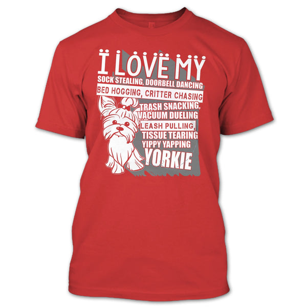 I Love My Sock Stealing T Shirt, Coolest Yorkie T Shirt
