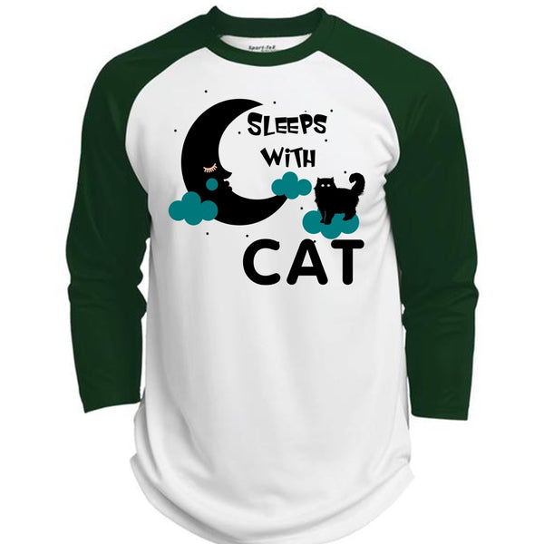 Sleeps With Cat T Shirt, I Love My Cat T Shirt, Favorite T Shirt  (Polyester Game Baseball Jersey)