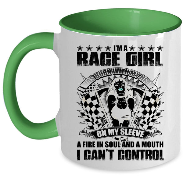 I Was Born With My Heart On My Sleeve Coffee Mug, I'm A Race Girl Accent Mug