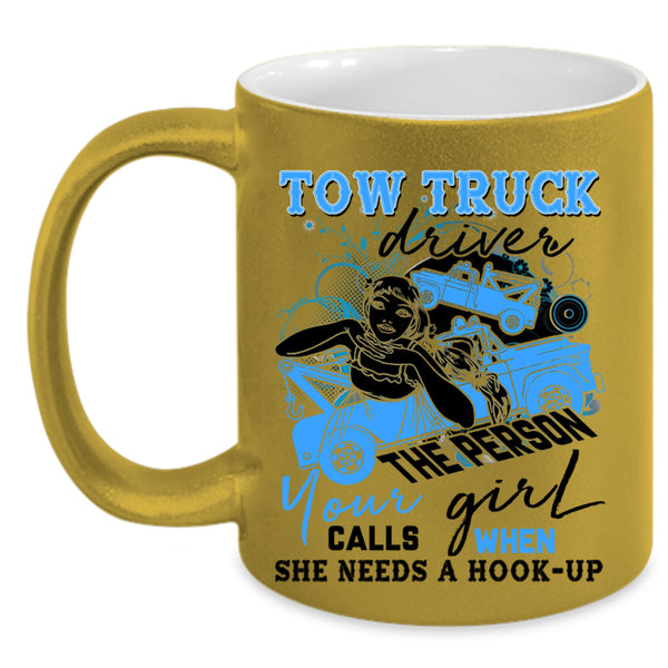Cute Gift For Trucker Coffee Mug, Tow Truck Driver Accent Mug