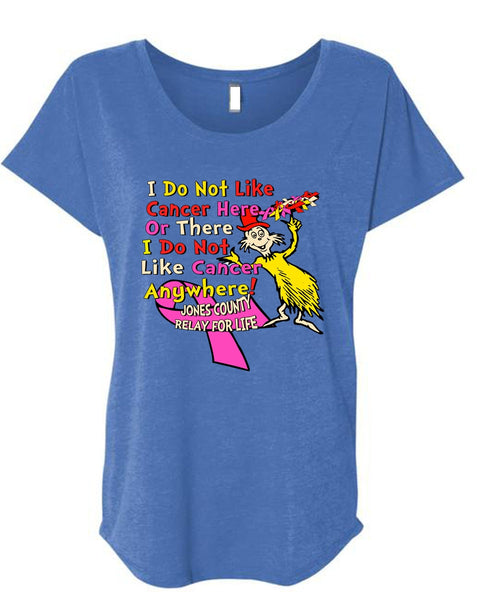 The Cat in the Hat T Shirt, I Do Not Like Cancer Anywhere T Shirt, Dr. Seuss T Shirt, I Love Reading T Shirt, Cool Shirt (Ladies' Triblend Dolman Sleeve)
