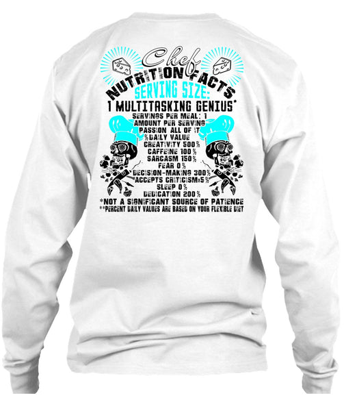 Chef Nutrition Facts T Shirt, I Love Cooking T Shirt