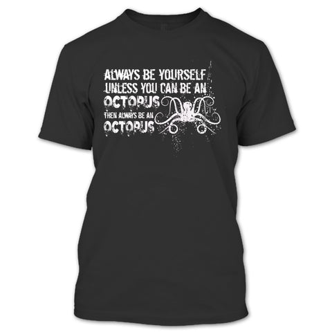 A black t-shirt with the shopify logo