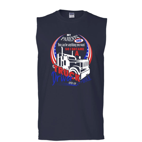 I Became A Truck Driver T Shirt, Gift For Son Tank Top (Men's Cotton Sleeveless)