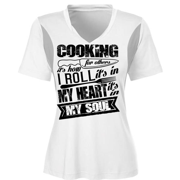 Cooking For Others T Shirt, It's In My Soul T Shirt, Cool Shirt (Ladies LS Heather V-Neck)