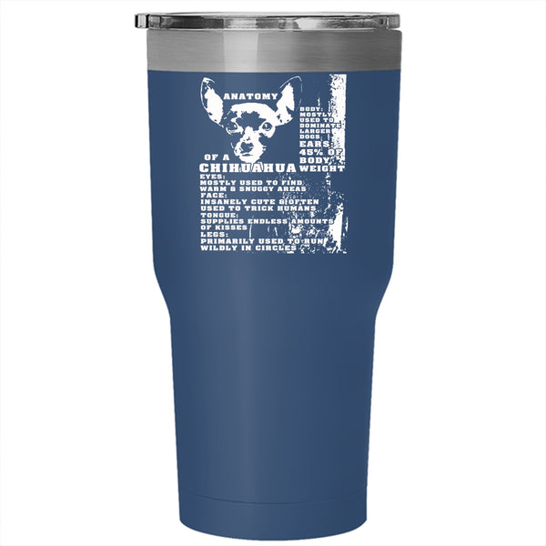 Anatomy Of A Chihuahua Tumbler 30 oz Stainless Steel, Cool Dogs Travel Mug