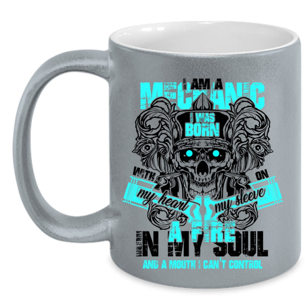 I Was Born With My Heart Coffee Mug, I Am A Mechanic Accent Mug