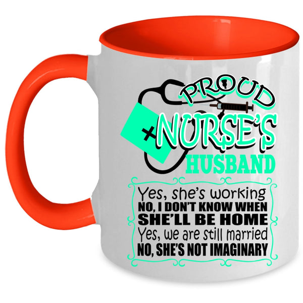 Cool Just Married Coffee Mug, Proud Nurse's Husband Accent Mug