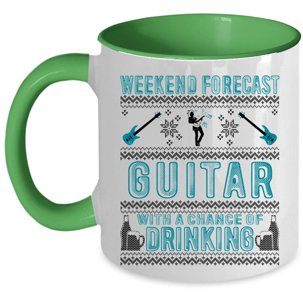 Chance Of Drinking Coffee Mug, Weekend Forecast Guitar Accent Mug