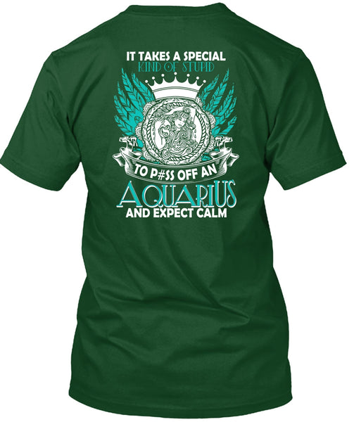 Aquarius And Expect Calm T Shirt, Kind Of Stupid T Shirt