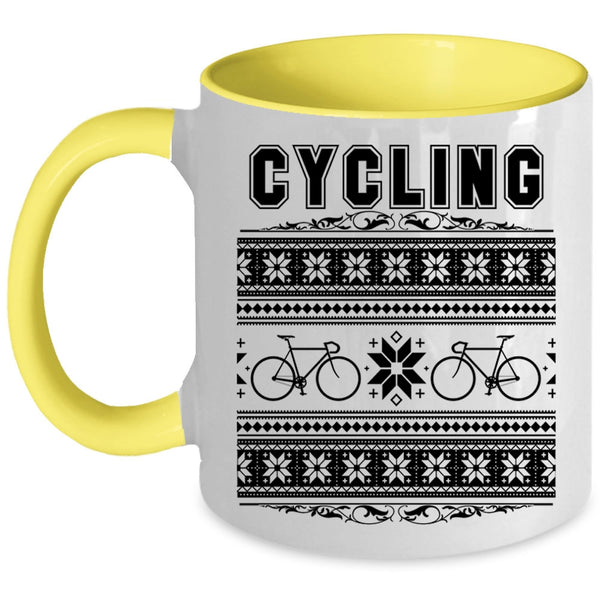 I Love Christmas  Coffee Mug, Cycling Accent Mug
