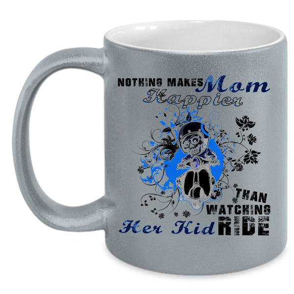 Watching Her Kid Ride Coffee Mug, Nothing Makes Mom Happier Accent Mug