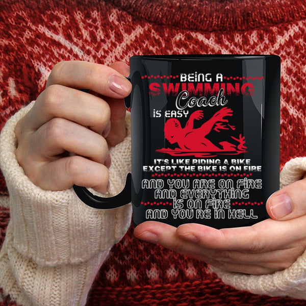 Being A Swimming coach Is Easy Coffee Mug, It's Like Ridding A Bike Coffee Cup