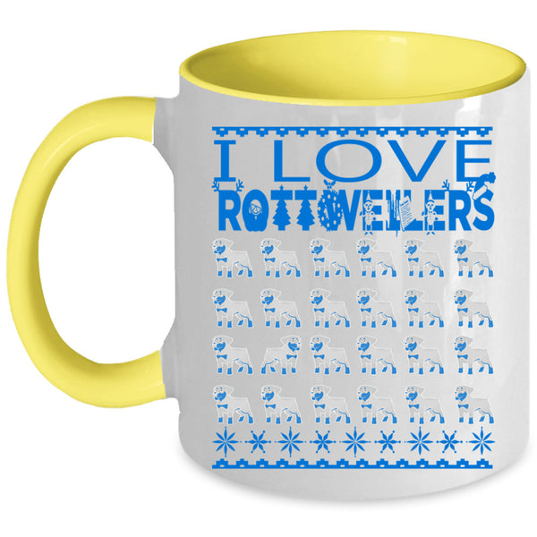 Christmas Gift For Dog Lovers Coffee Mug, I Love Rottweilers Accent Mug