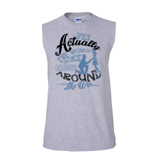 Revolve Around My Wife T Shirt, Coolest Husband Ever Tank Top (Men's Cotton Sleeveless)
