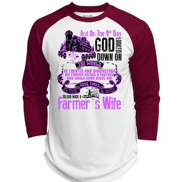 God Made A Farmer's Wife T Shirt, I Love Farming T Shirt, Awesome T-Shirts  (Polyester Game Baseball Jersey)