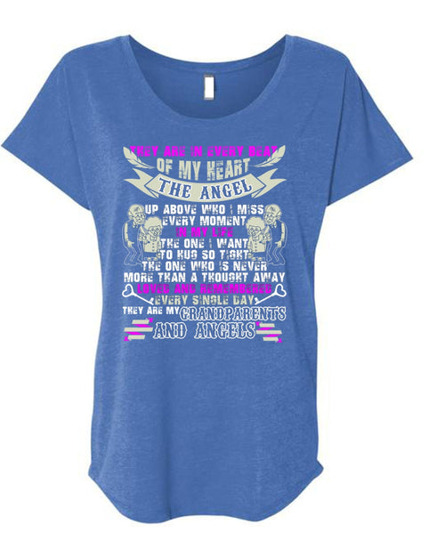 Grandparents And Angels T Shirt, Beat Of My Heart T Shirt, Cool Shirt (Ladies' Triblend Dolman Sleeve)