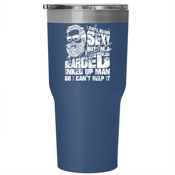 I'm A Bearded Inked Up Man Tumbler 30 oz Stainless Steel, Cool Gift For My Dad Travel Mug