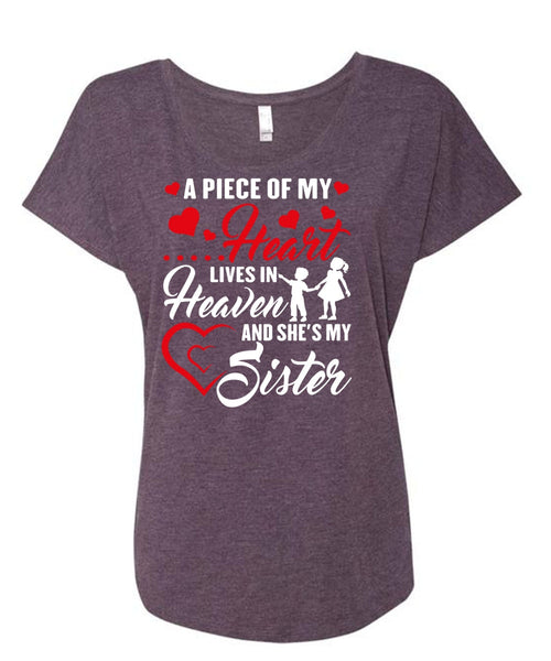 She's My Sister T Shirt, Lives In Heaven T Shirt, Cool Shirt (Ladies' Triblend Dolman Sleeve)