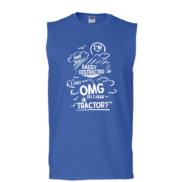 I'm Not Easily Distracted T Shirt, Do I Hear A Tractor T Shirt, Cool T Shirt (Men's Cotton Sleeveless)