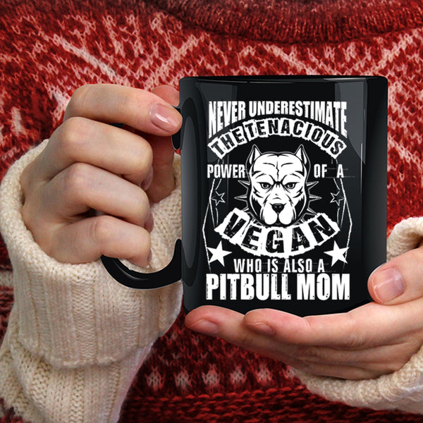 The Power Of A Vegan Is Also A Pitbull Mom Coffee Mug, Cool Vegan Coffee Cup