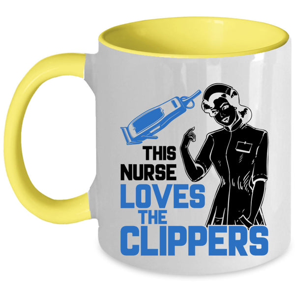 Awesome Nurses Coffee Mug, This Nurse Loves The Clippers Accent Mug