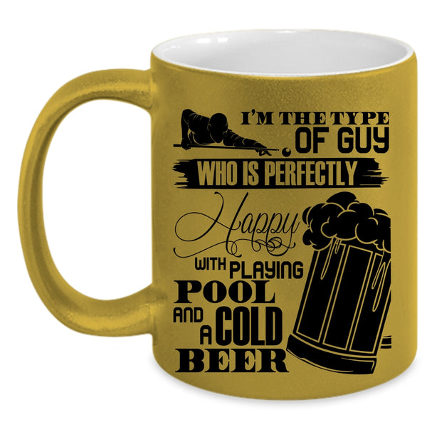 Cool Dad Coffee Mug, Happy With Playing Pool And A Cold Beer Accent Mug