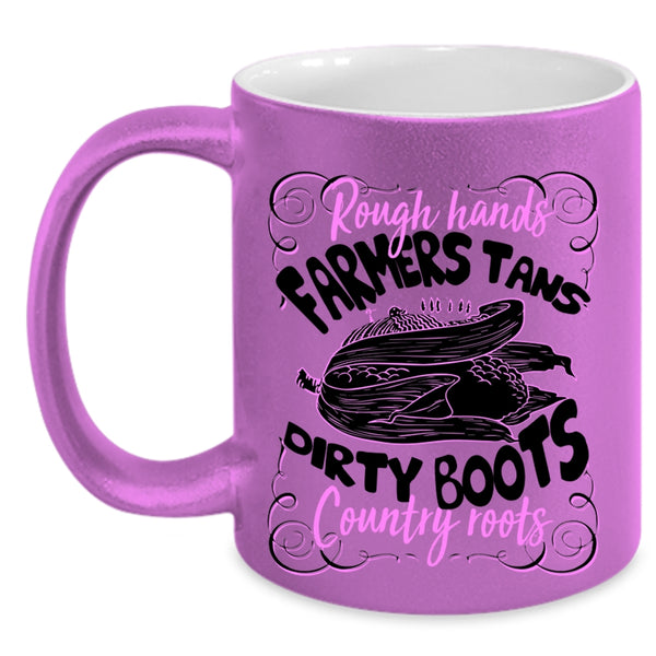 Dirty Boots Country Roots Coffee Mug, Rough Hands Farmers Tans Accent Mug