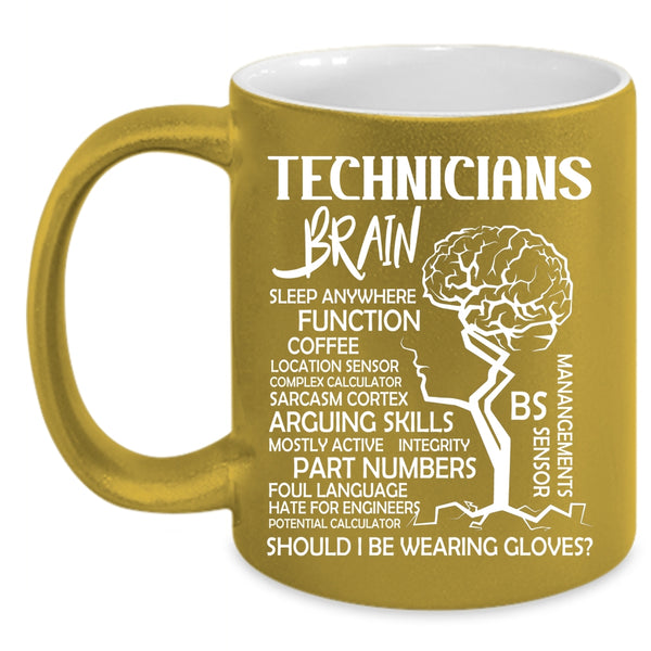 Technicians Brain Coffee Mug, Cool Job Title Coffee Cup