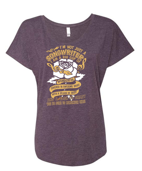 I'm Not Just A Songwriter T Shirt, Being A Writer T Shirt, Cool Shirt (Ladies' Triblend Dolman Sleeve)