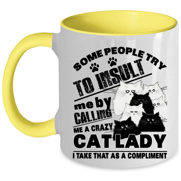 Cute Cat Lovers Coffee Mug, Crazy Cat Lady Accent Mug