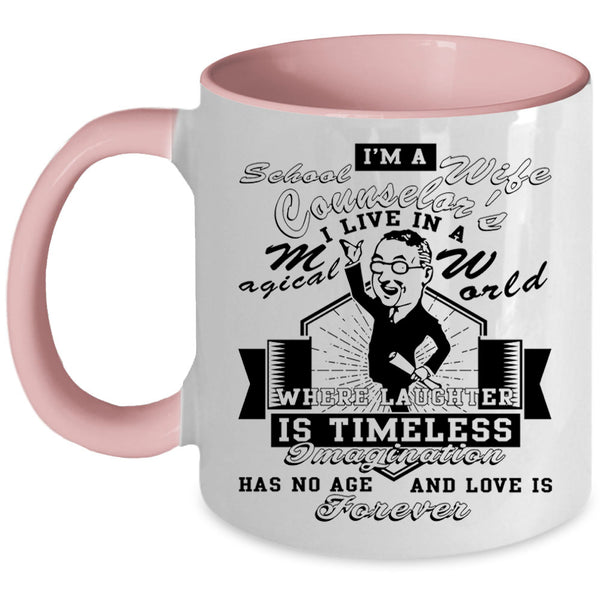 Cool Just Married Coffee Mug, I'm A School Counselor's Wife Accent Mug
