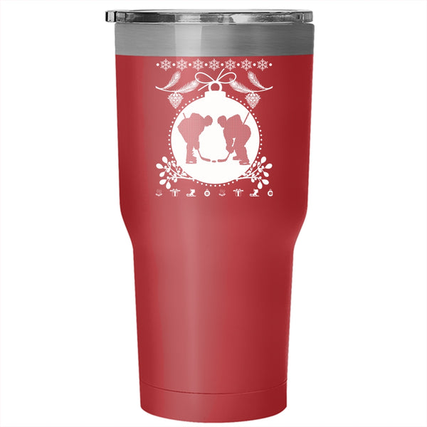 Cool Hockey Tumbler 30 oz Stainless Steel, Christmas Family Vacation Travel Mug