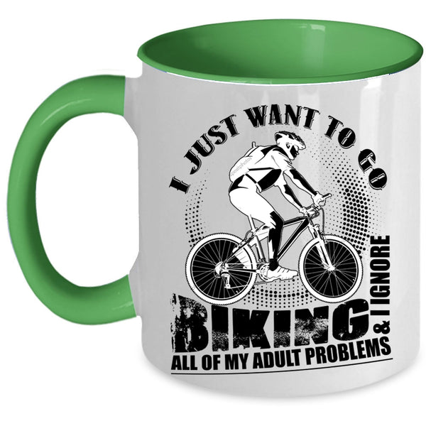 I Ignore All Of My Adult Problems Coffee Mug, I Just Want To Go Biking Accent Mug