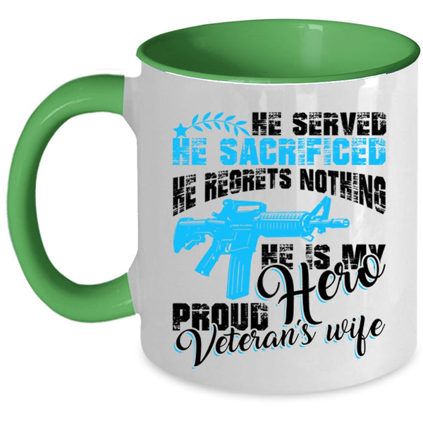 Cool Just Married Coffee Mug, Proud Veteran's Wife Accent Mug
