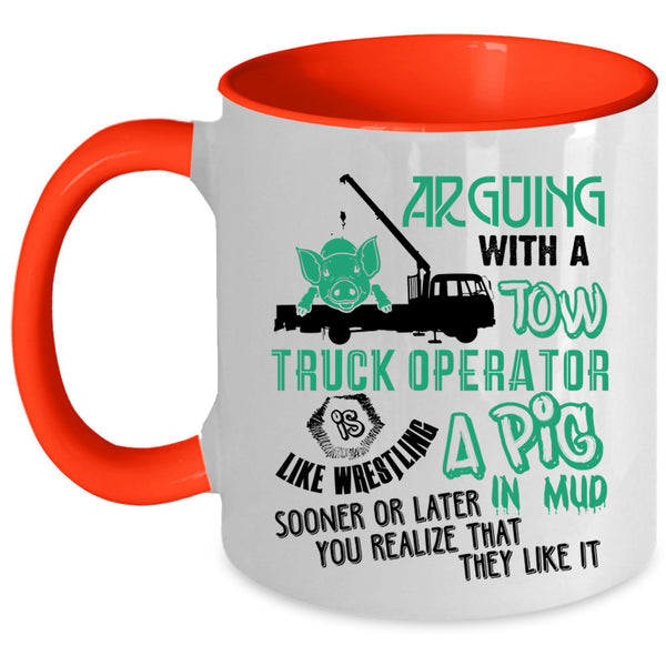 Cool Gift For Trucker Coffee Mug, Tow Truck Operator Accent Mug