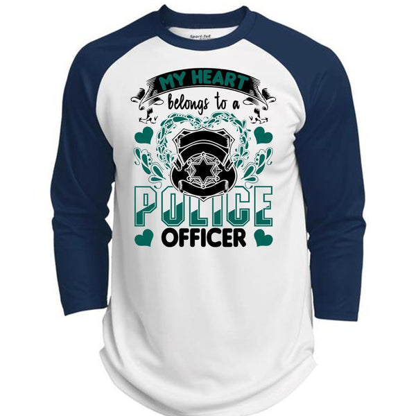 My Heart Belongs To A Police Officer T Shirt, I Love Police T Shirt, Awesome T-Shirts  (Polyester Game Baseball Jersey)
