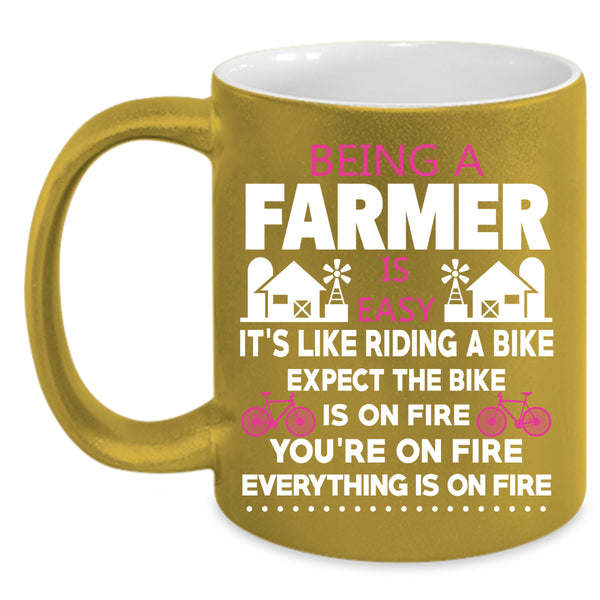 Being A Farmer Is Easy Coffee Mug, Cool Farmer Coffee Cup