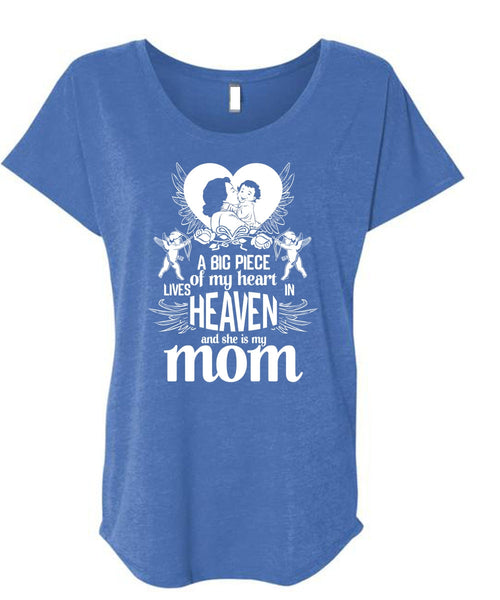 She Is My Mom T Shirt, Lives Heaven T Shirt, Cool Shirt (Ladies' Triblend Dolman Sleeve)